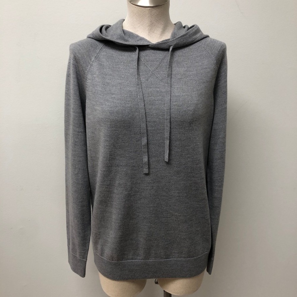 G/FORE Hoodie Sweater Mens Small Grey 100% Wool Raglan Knit Edgy Rocker Casual